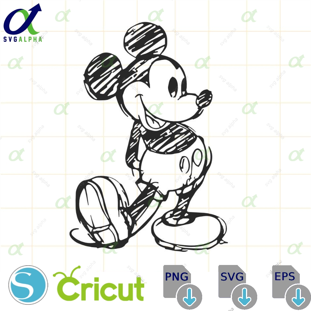 Classic Mickey Mouse Sketch Png Pdf Jpg Clipart Mickey Hand Draw Pencil Style Black And White Mouse Retro Classic Mickey Commercial Use